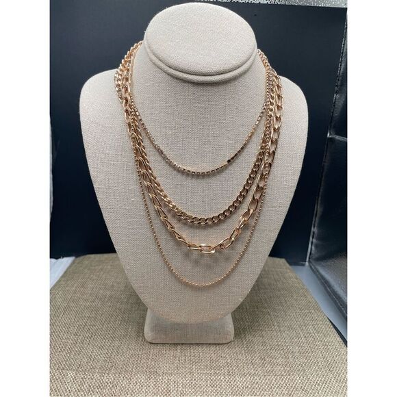 Missgrace Layered Rose Gold Chain Choker Necklace Adjustable Clasp Anniversary - Picture 6 of 6